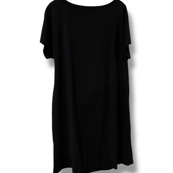 Chico's Dress NWT Women's Size 3 (XL) Midi Black Stretch Dolman Sleeve Side Tie - Picture 3 of 7